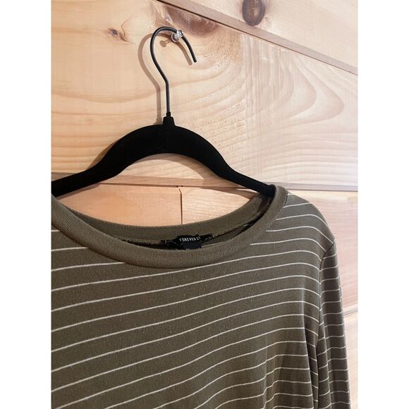 Green and White Striped Grunge Long Sleeve Shirt - Picture 2 of 4